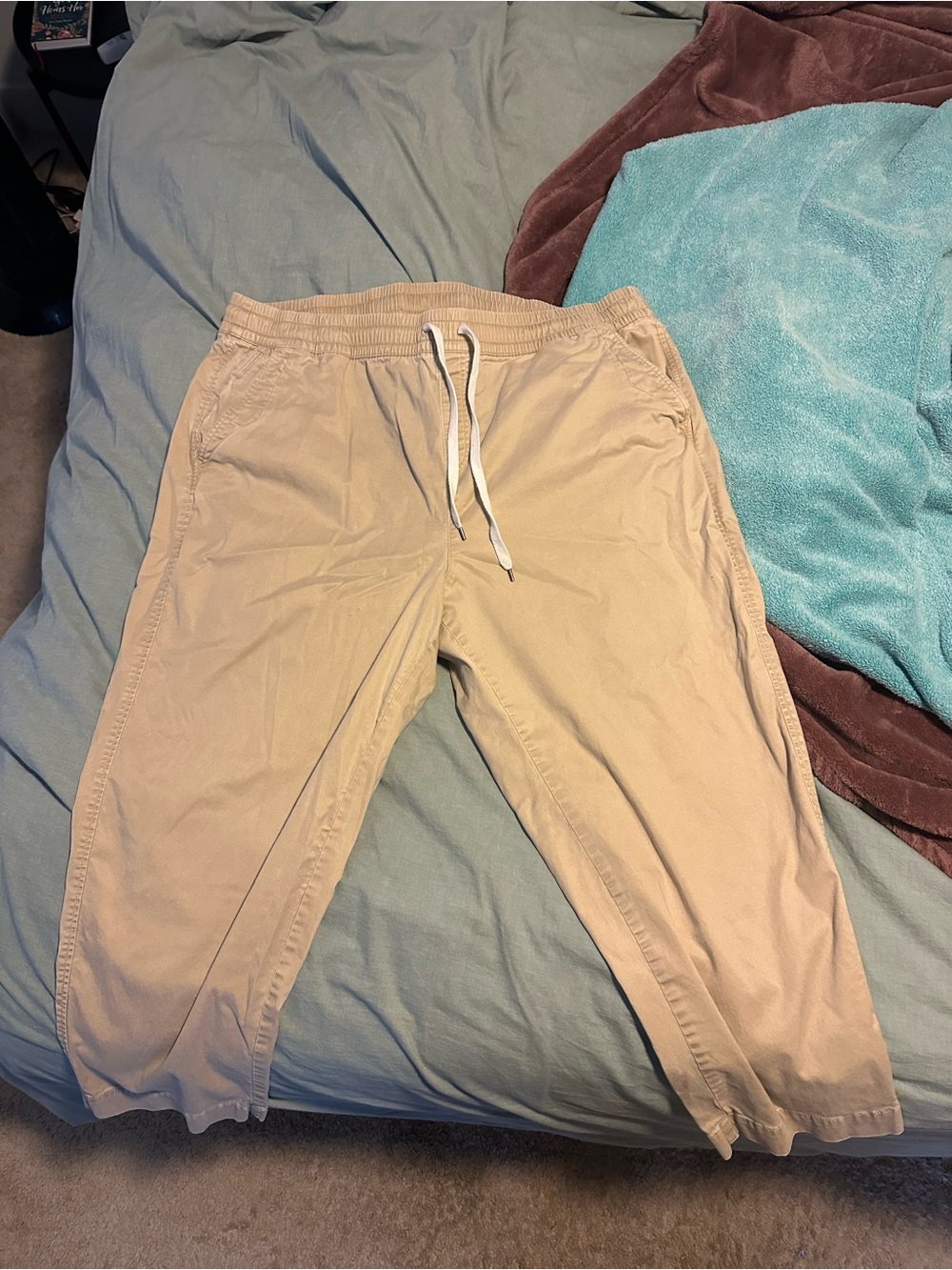 Lane Bryant Beige Elastic Waist Cropped Chinos